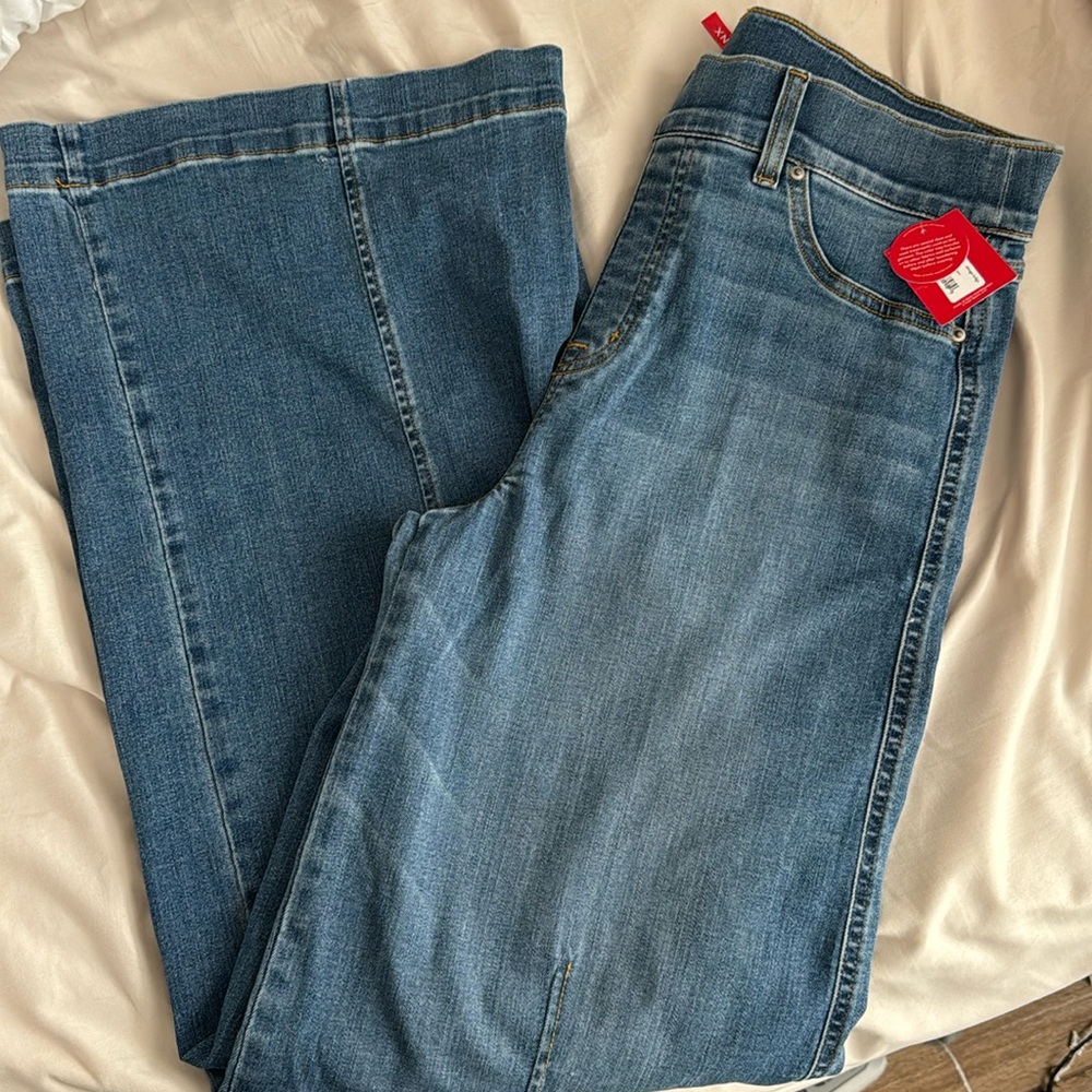 Spanx seamed front wide leg jeans